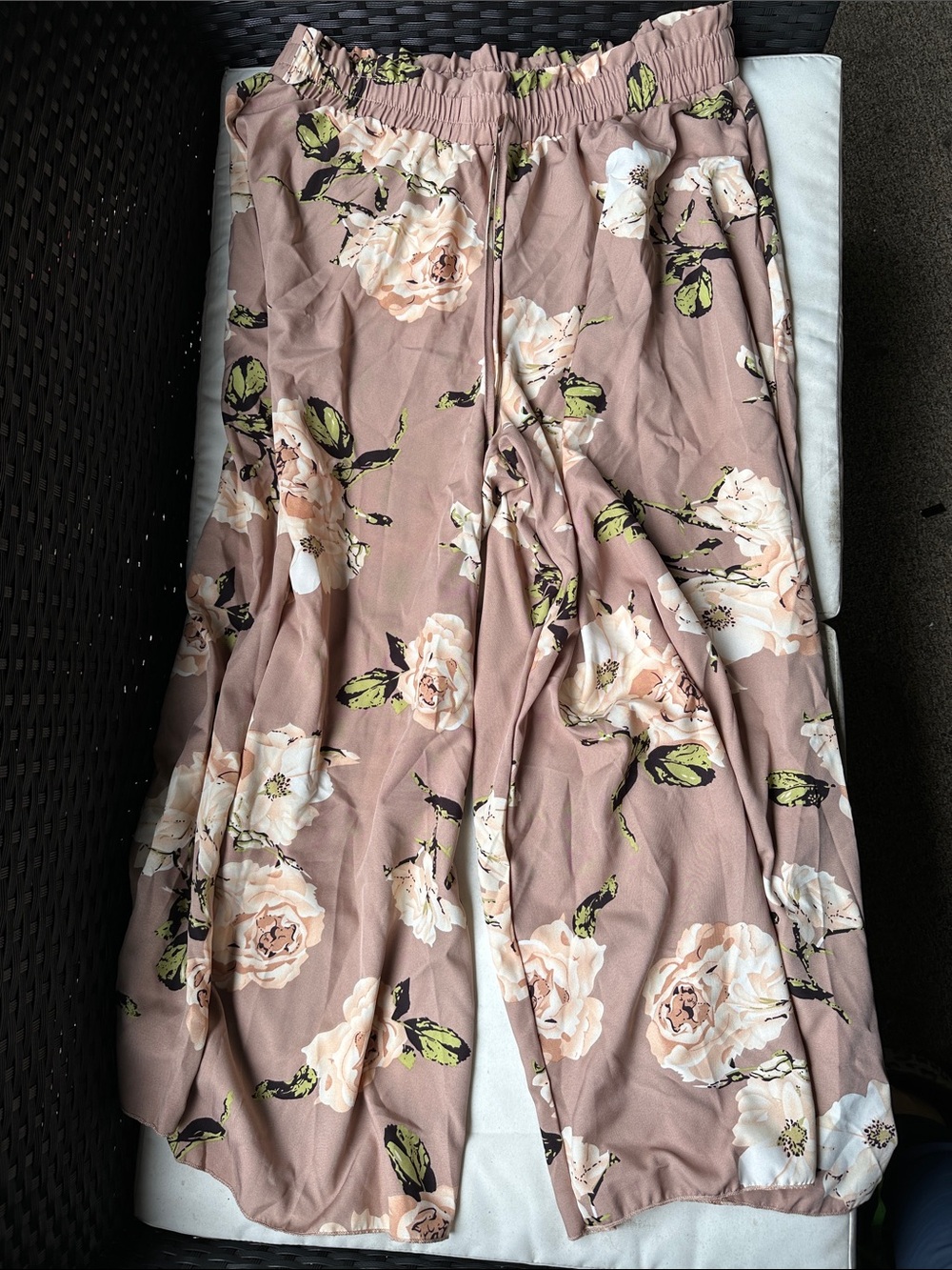 SHEIN Mauve Floral Wide Leg Pants
